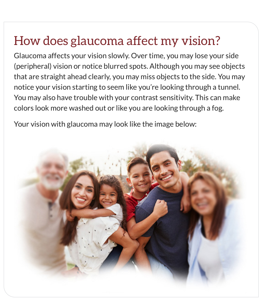 National Eye Institute simulation showing washed-out vision associated with reduced contrast sensitivity in glaucoma